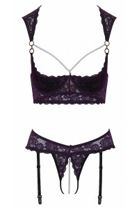 Ensemble lingerie ouverte violet - Cotelli Lingerie
