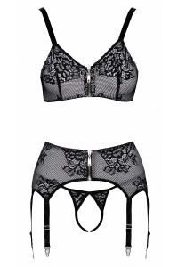 Ensemble coquin ouvert 3 pièces gris - Cottelli Lingerie