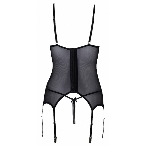 Guêpière seins nus et string ouvert résille et perles - Cottelli Lingerie