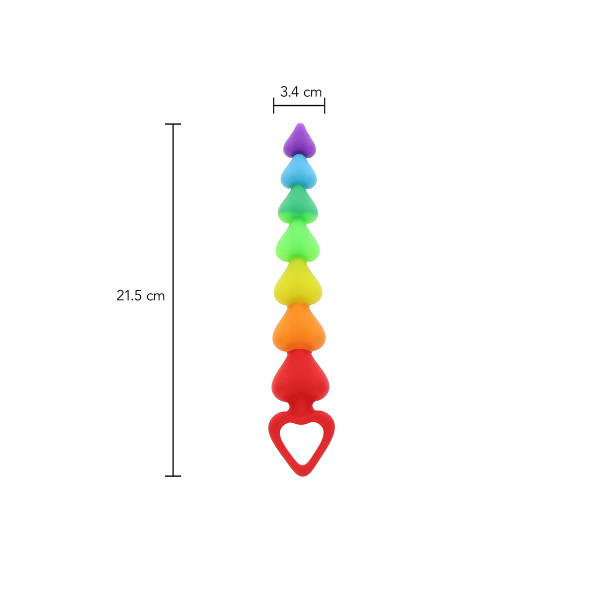Stimulateur anal Rainbow Heart Beads - Toyjoy