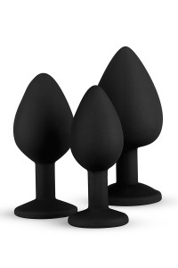 Kit entrainement 3 Butt plugs noir - Easy Toys