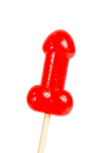 Sucette pénis à la cerise avec effet chauffant épicé