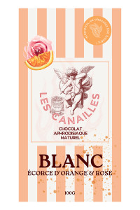 Chocolat blanc écorce d'orange et rose - Tablette 100g - Les canailles