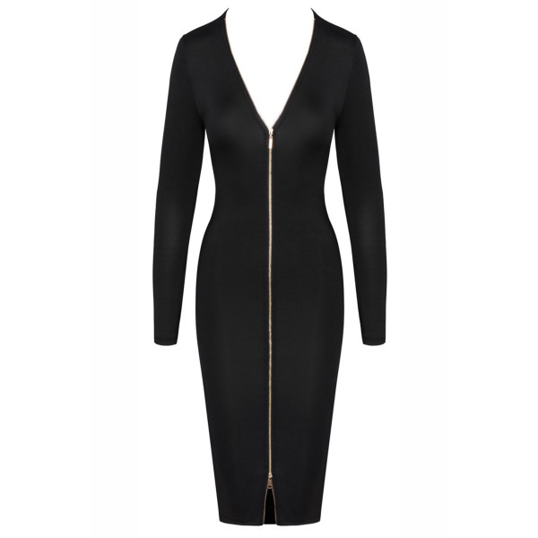 Robe noire midi à manches longues -  Cotelly Party