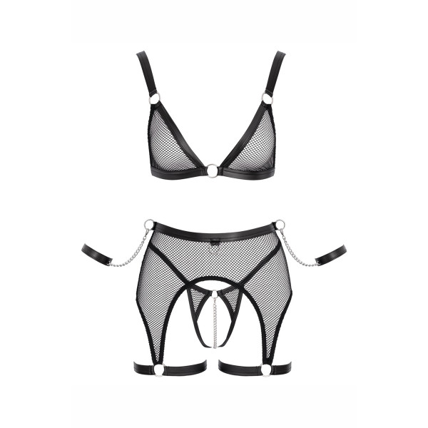 Ensemble Fetish noir en dentelle - Cotelli Bondage