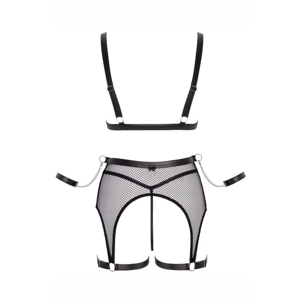 Ensemble Fetish noir en dentelle - Cotelli Bondage