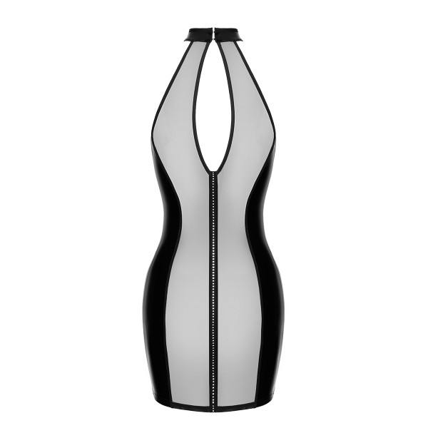 Mini robe tulle et wetlook Luxuria F370 - Noir Handmade