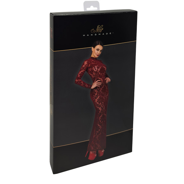 Robe fendue en tulle floqué Kink Royal F383 - Noir Handmade