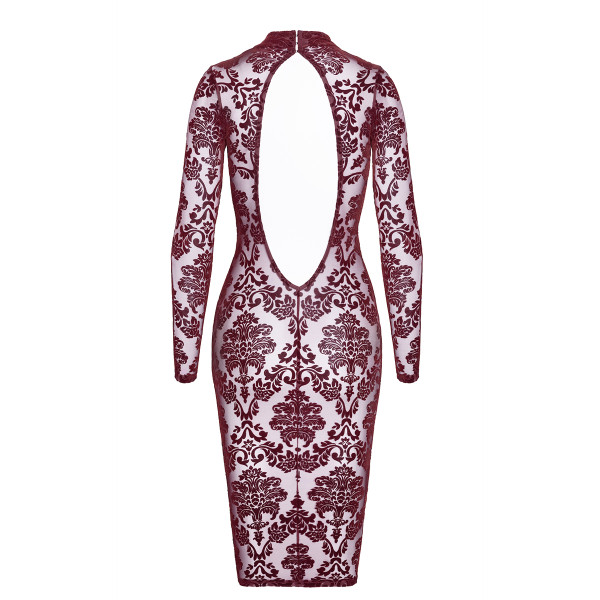 Robe fourreau en tulle floqué Kink Royal F384 - Noir Handmade