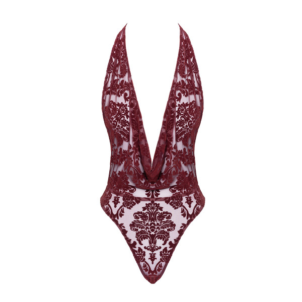 Body en tulle floqué Kink Royal F386 - Noir Handmade