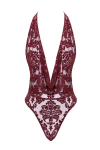 Body en tulle floqué Kink Royal F386 - Noir Handmade