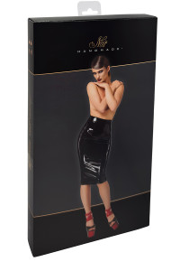 Jupe fendue en vinyle Dominae F378 - Noir Handmade