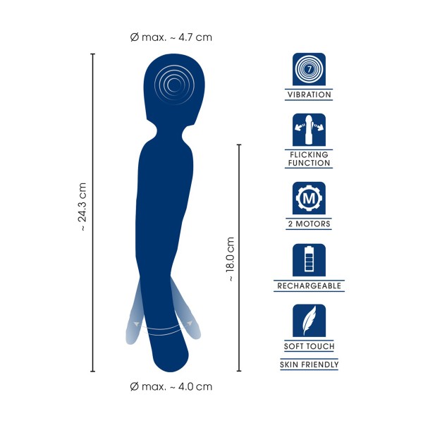 Vibro Wand réversible avec langue vibrante - Sweet Smile