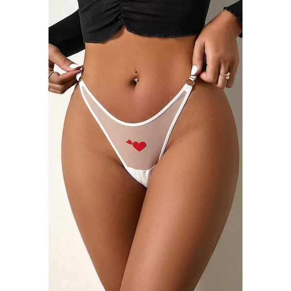 String coeur et strass Blanc - Litolu Lingerie