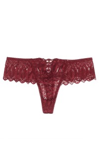 String dentelle dos lacé Bordeaux - Litolu Lingerie