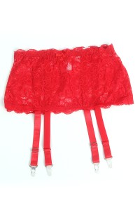 Porte-jarretelles dentelle large Rouge - Litolu Lingerie