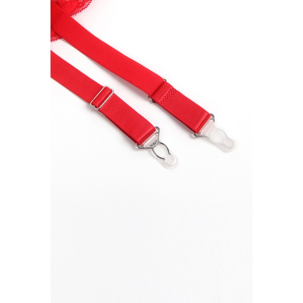 Porte-jarretelles dentelle large Rouge - Litolu Lingerie