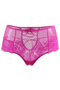 Tanga lacé dentelle taille haute Rose - Litolu Lingerie