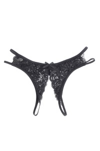 String ouvert dentelle Noir - Litolu Lingerie