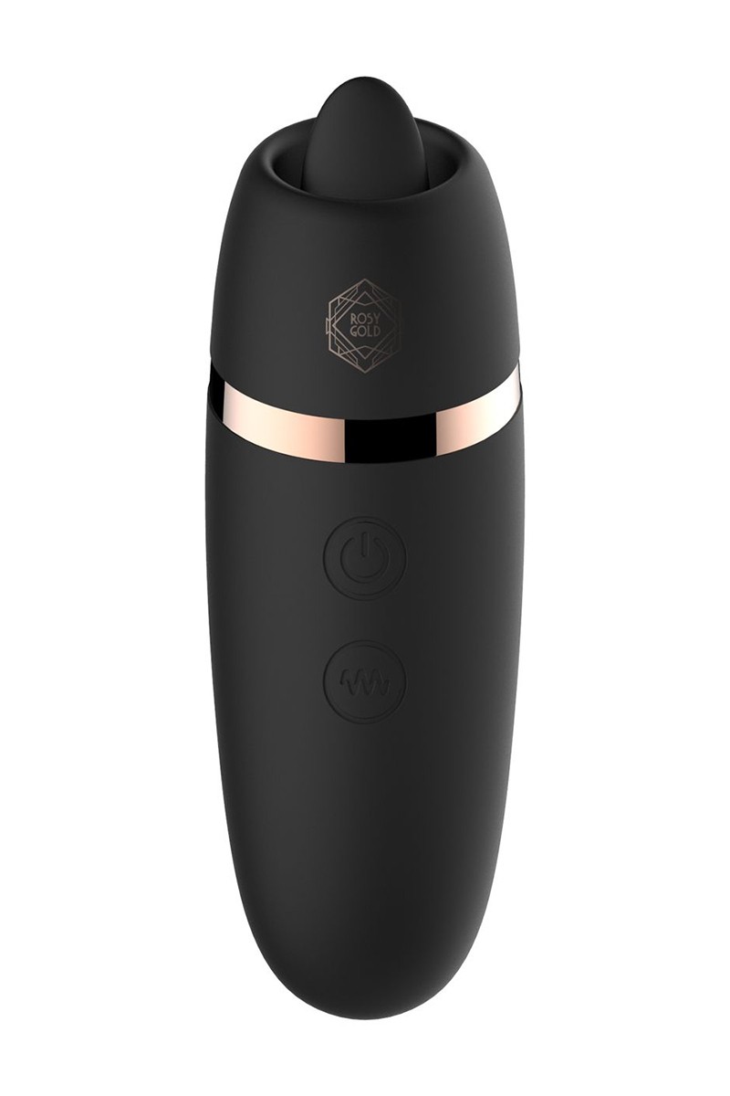 Stimulateur 2 en 1 avec langue vibrante - Rosy Gold