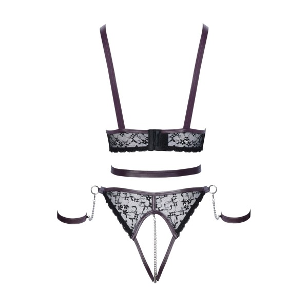 Ensemble ouvert 3 pièces noires - Cotelli Bondage 
