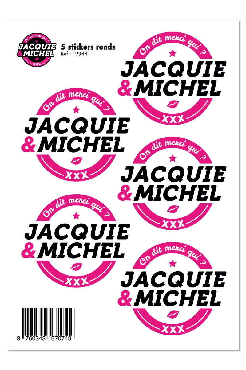5 stickers J&M blanc logo rond